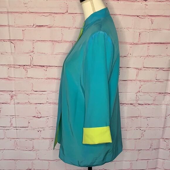 🖤 Chadwick’s | Neon Blue Silk Single Button Blazer - Picture 4 of 5